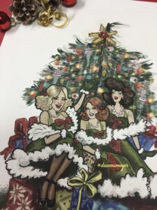 Andrews Sisters with Christmas tree poster art